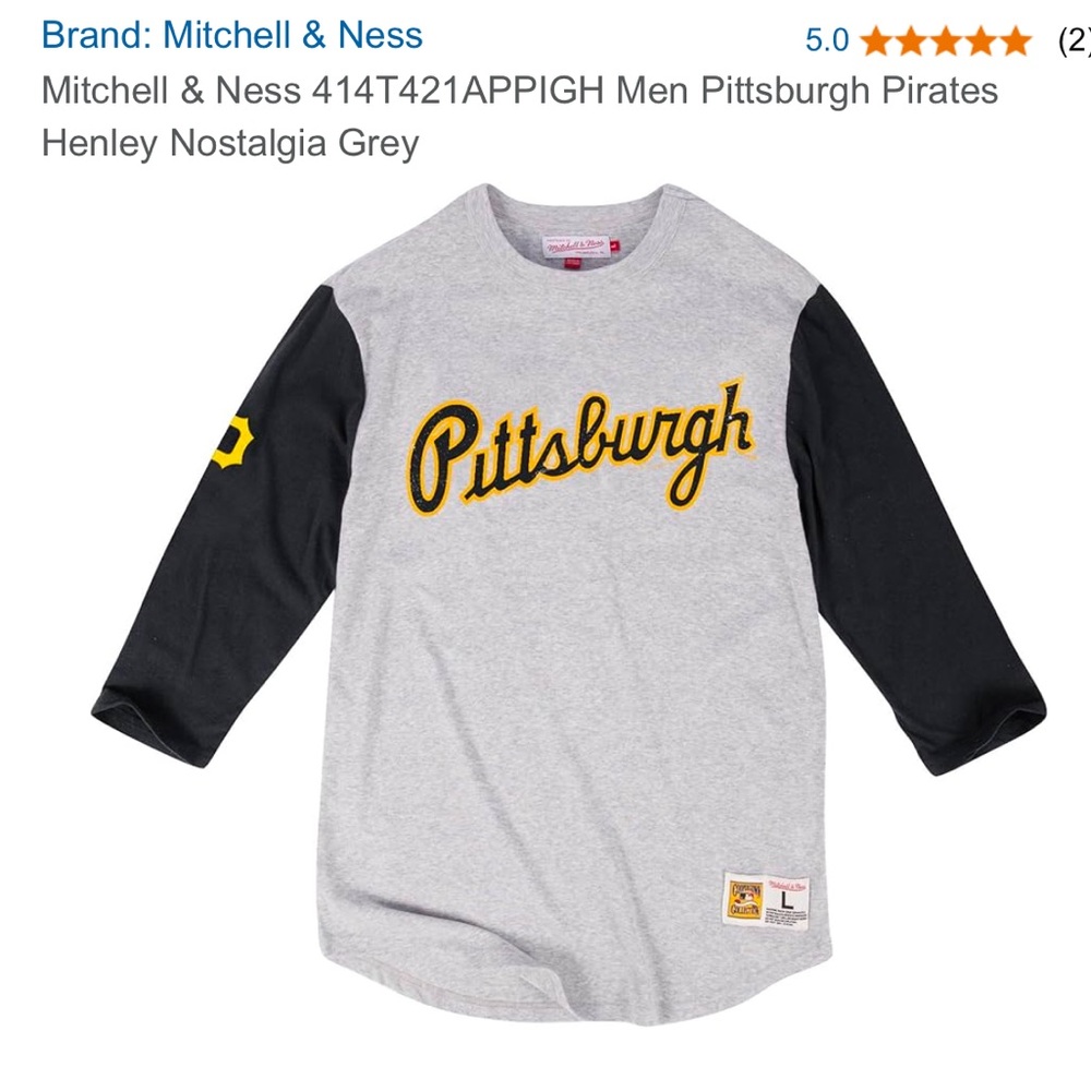 Mitchell & Ness Pittsburgh Baseball Henley Tee